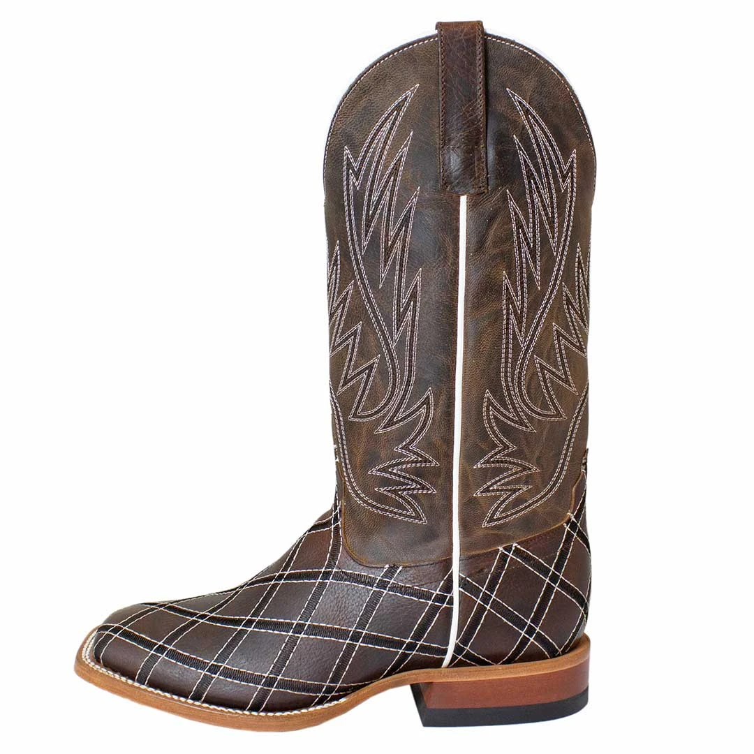 HorsePower Men's Checkered Square Toe Cowboy Boots - Image 2