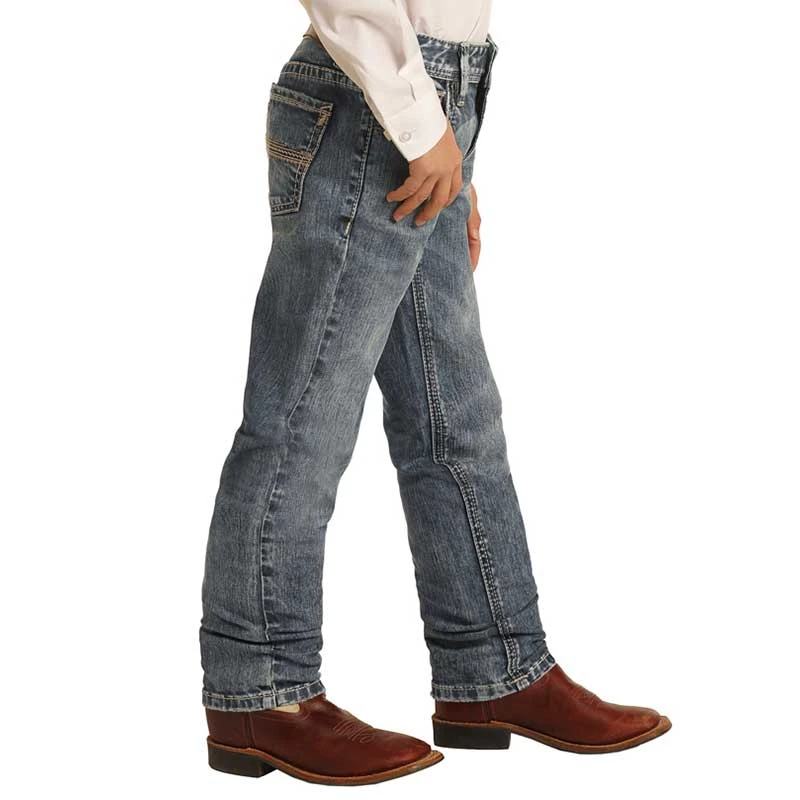 Rock & Roll Denim Boys' Slim Stretch Revolver Bootcut Jeans - Image 2