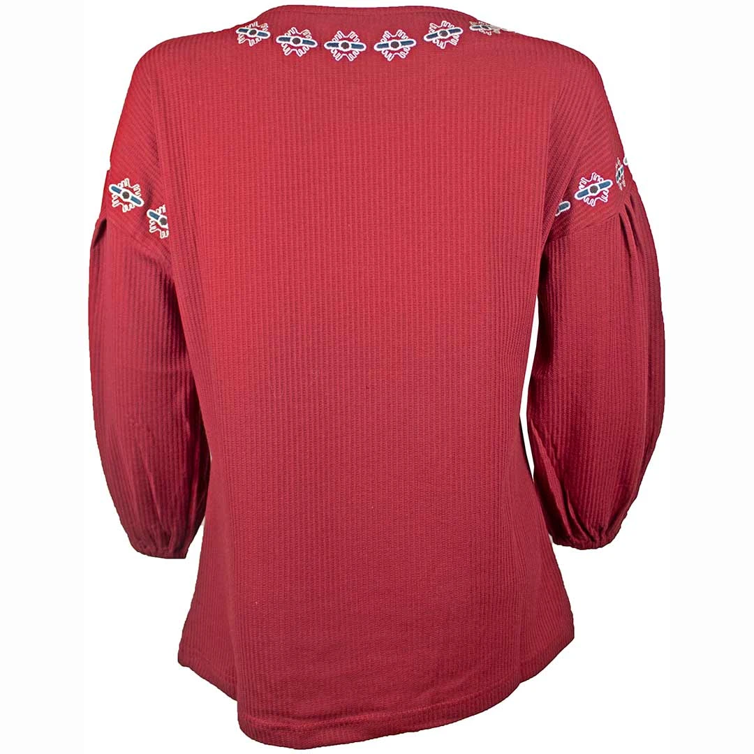 Cruel Denim Women's 3/4 Bell Sleeve Waffle Knit Top - Image 2