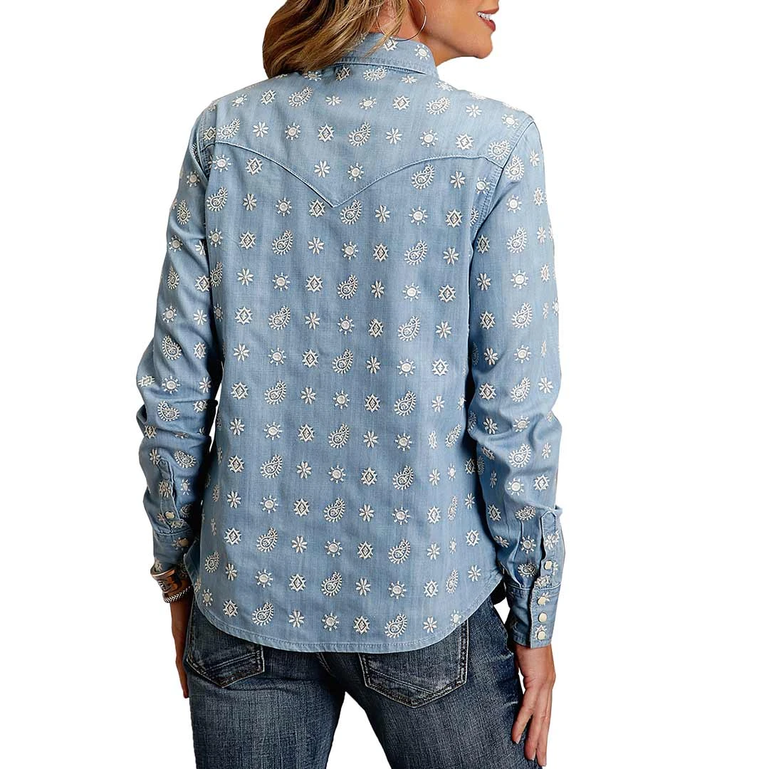 Stetson Women's Embroidered Pattern Denim Snap Shirt - Image 2
