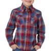 Wrangler Boys' Retro Sawtooth Plaid Snap Shirt