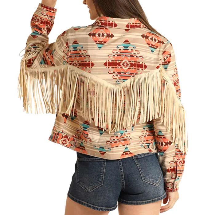 Rock & Roll Cowgirl Women's Aztec Fringe Jacket - Image 2