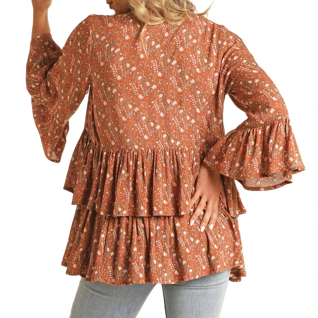 Rock & Roll Cowgirl Women's Floral Print Tiered Kimono - Image 2