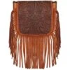 Montana West Real Leather Tooled Crossbody
