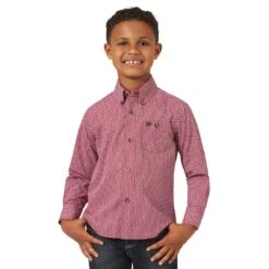 Wrangler Boys' George Strait Geometric Print Shirt