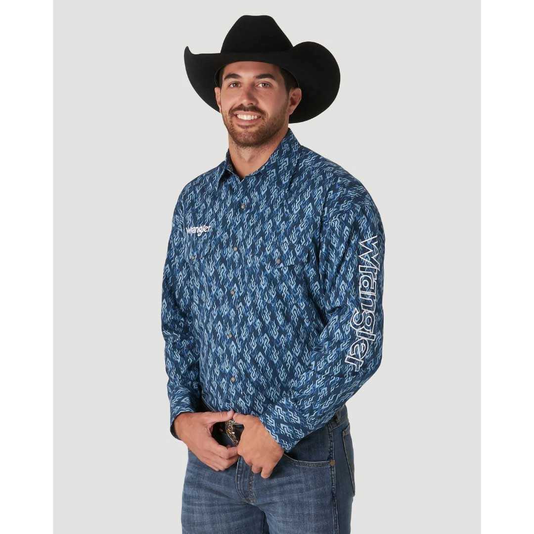 Wrangler Men's Logo Geometric Print Shirt