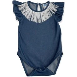 Shea Baby Infant Girls' Denim With Fringe Onesie