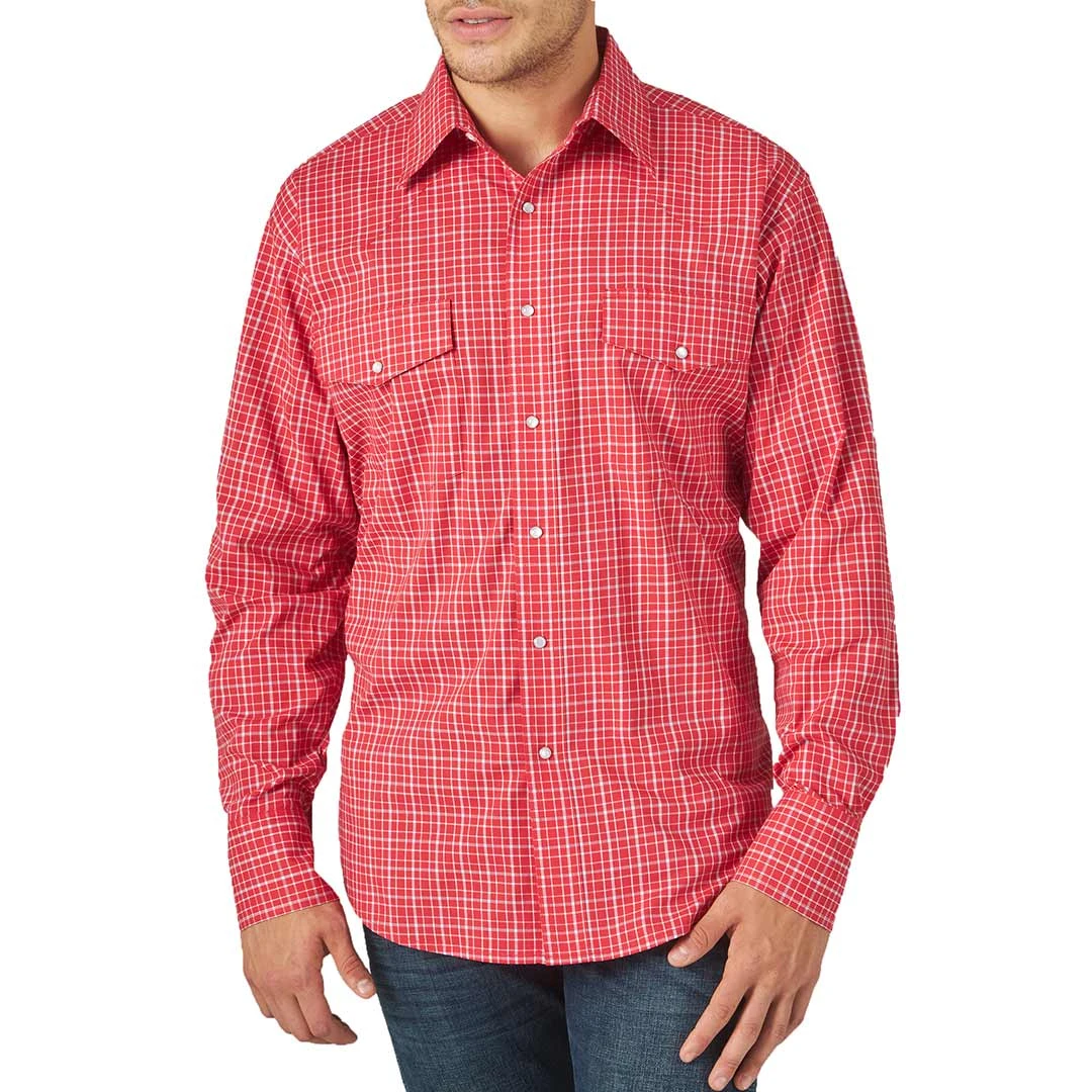 Wrangler Men's Wrinkle Resist Mini Check Snap Shirt