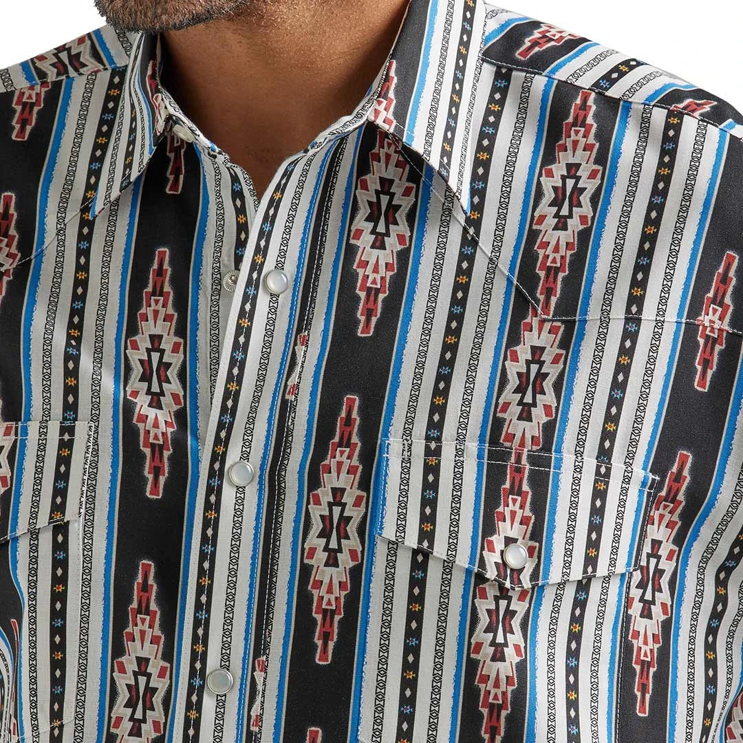 Wrangler Men's Checotah Aztec Diamond Print Snap Shirt - Image 3