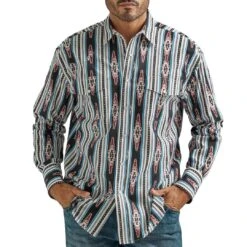 Wrangler Men's Checotah Aztec Diamond Print Snap Shirt