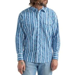 Wrangler Men's Checotah Stripe Print Snap Shirt