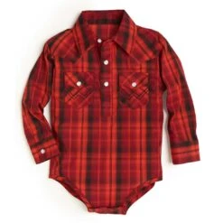 Wrangler Baby Boys' Plaid 1/4 Snap Onesie