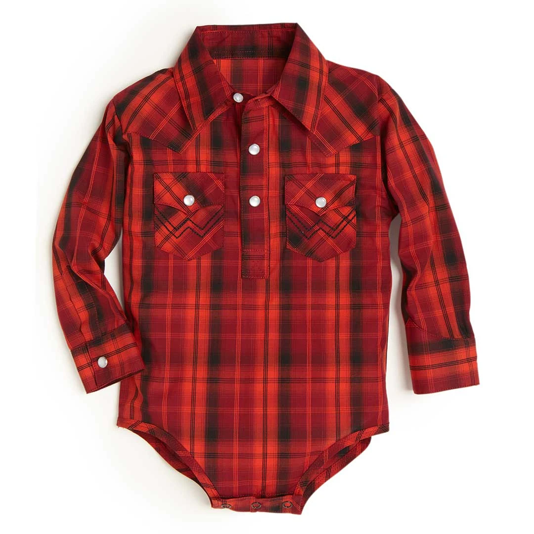 Wrangler Baby Boys' Plaid 1/4 Snap Onesie