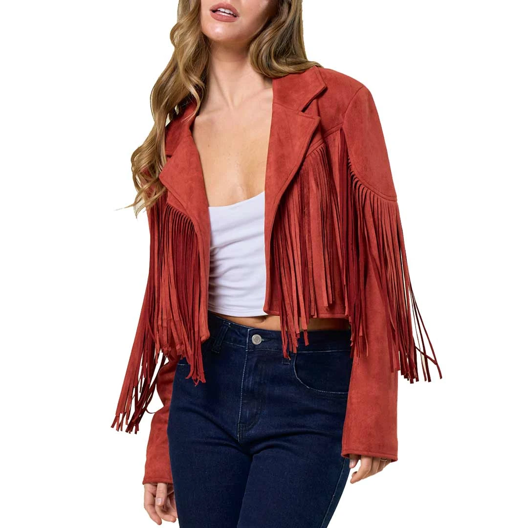 Saints & Hearts Women's Fringe Suede Cropped Jacket - Image 8