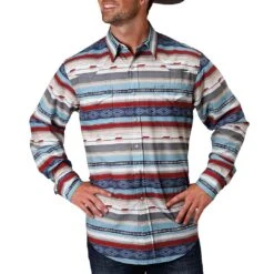 Roper Men's Southwest Stripe Print Snap Shirt