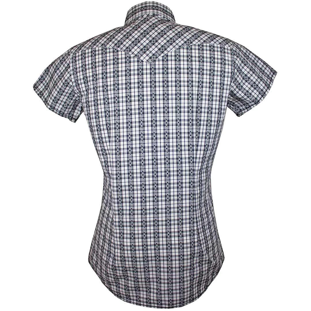 Rough Stock Women's Geometric Plaid Short Sleeve Snap Shirt - Image 2