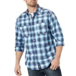 Wrangler Men's Rock 47 Plaid Snap Shirt