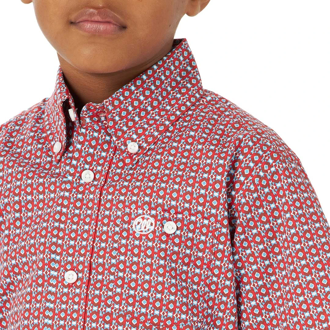 Wrangler Boy's Short Sleeve Print Button-Down Shirt - Image 3