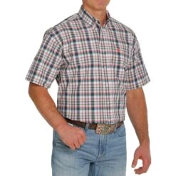 Cinch Men's Short Sleeve Check Button-Down Shirt