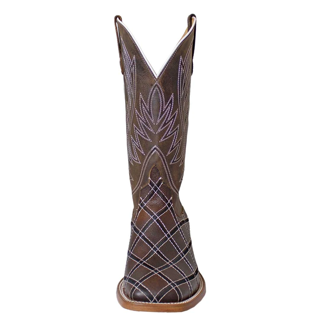 HorsePower Men's Checkered Square Toe Cowboy Boots - Image 4