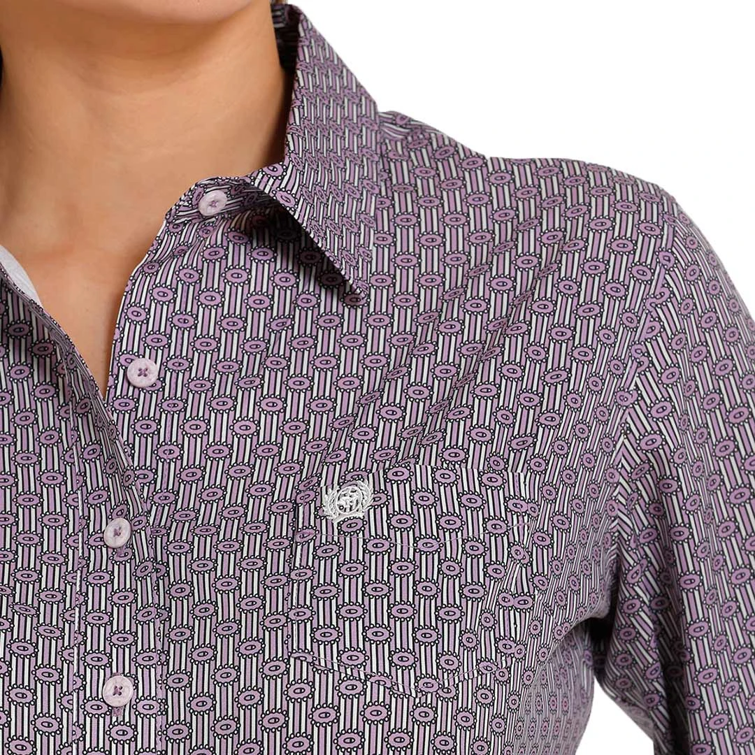 Cinch Women's Stripe Dot Print Button-Down Shirt - Image 3