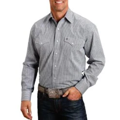 Stetson Men's Vintage Hex Print Snap Shirt