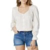 Wrangler Women's Retro Boho Crochet Button Blouse