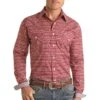 Rough Stock Men's Abstract Stripe Print Snap Shirt