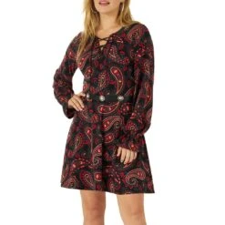 Wrangler Women's Retro Lace-up Paisley Print Dress