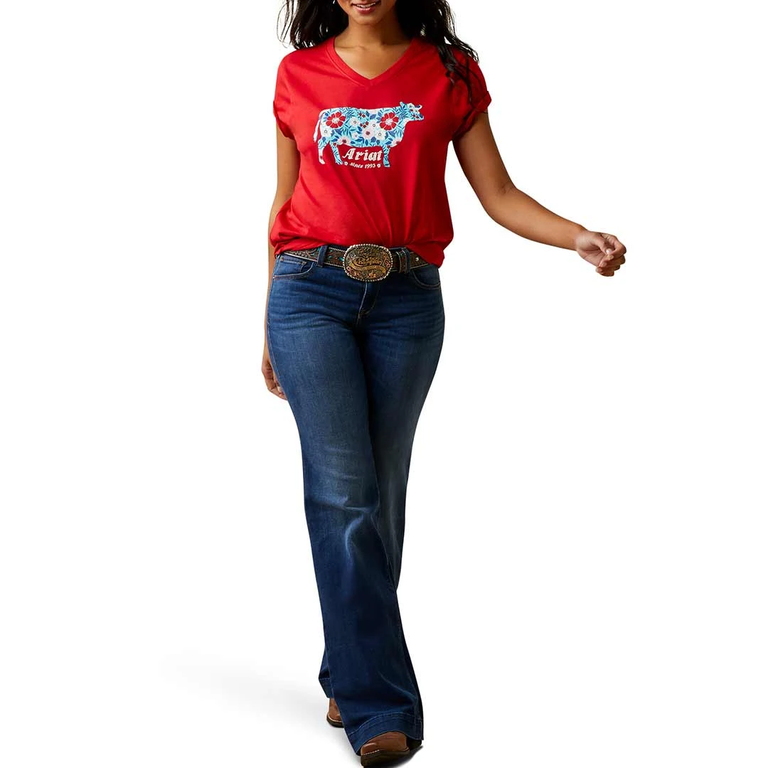 Ariat Women's Flower Cow Graphic T-Shirt - Image 4