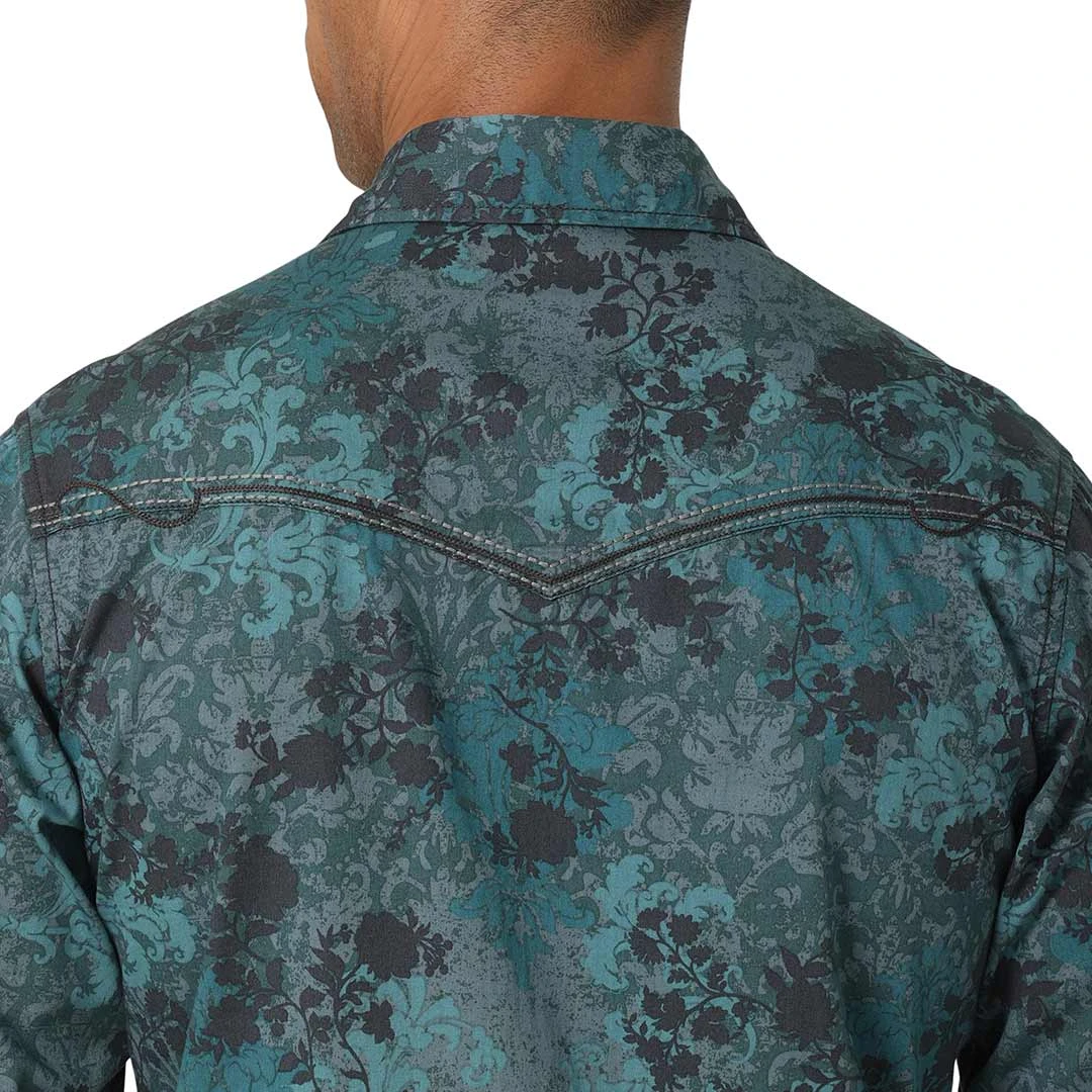 Wrangler Men's Rock 47 Floral Print Embroidered Yoke Snap Shirt - Image 4