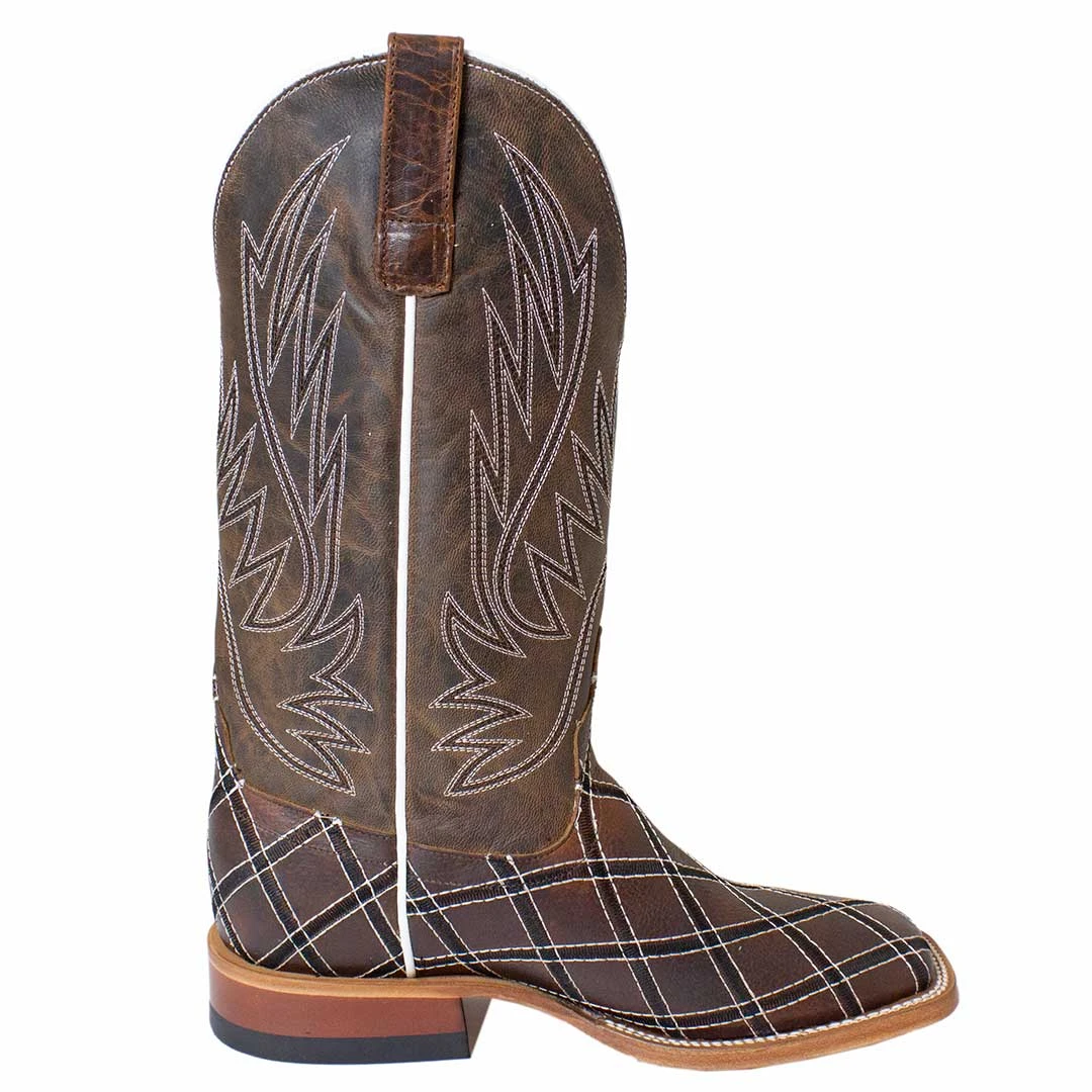 HorsePower Men's Checkered Square Toe Cowboy Boots - Image 3
