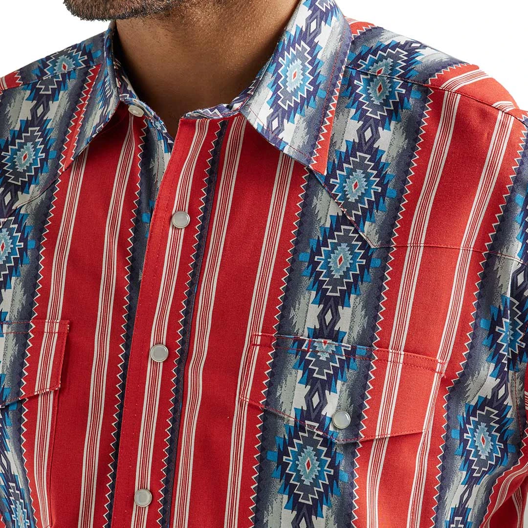Wrangler Men's Checotah Aztec Stripe Print Snap Shirt - Image 3