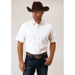 Roper Men's Short Sleeve Solid Snap Shirt