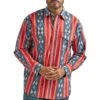 Wrangler Men's Checotah Aztec Stripe Print Snap Shirt