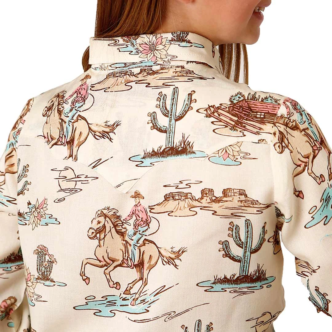 Roper Girls' Desert Cowgirl Print Snap Shirt - Image 2