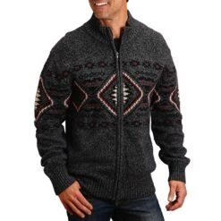 Stetson Men's Border Full Zip Knit Sweater