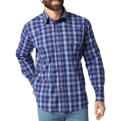Wrangler Men's Wrinkle Resist Plaid Snap Shirt