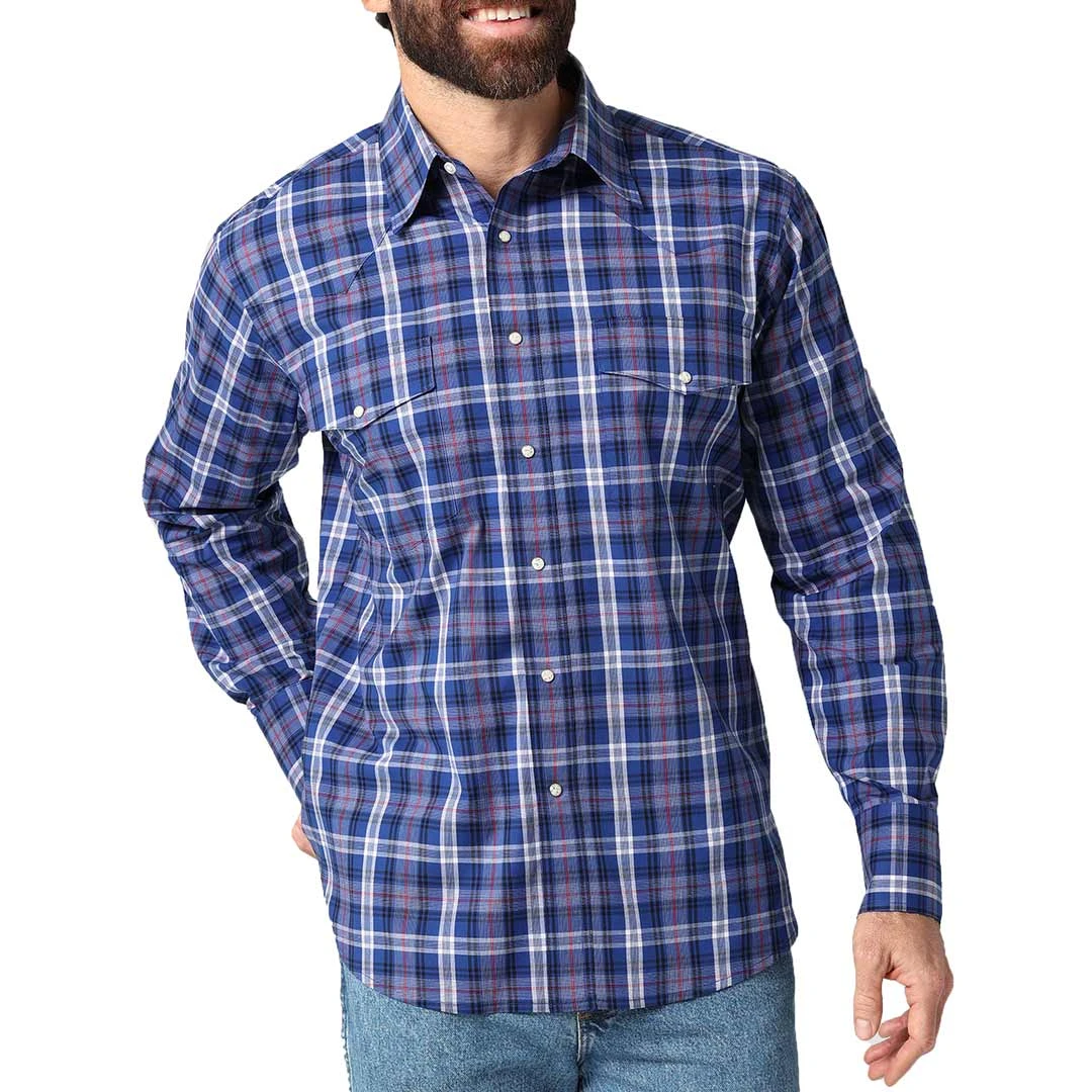 Wrangler Men's Wrinkle Resist Plaid Snap Shirt