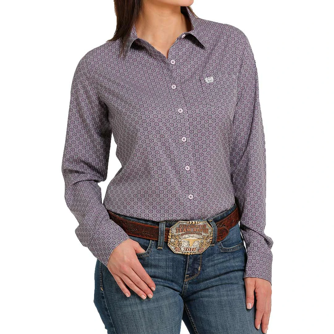 Cinch Women's Stripe Dot Print Button-Down Shirt - Image 2
