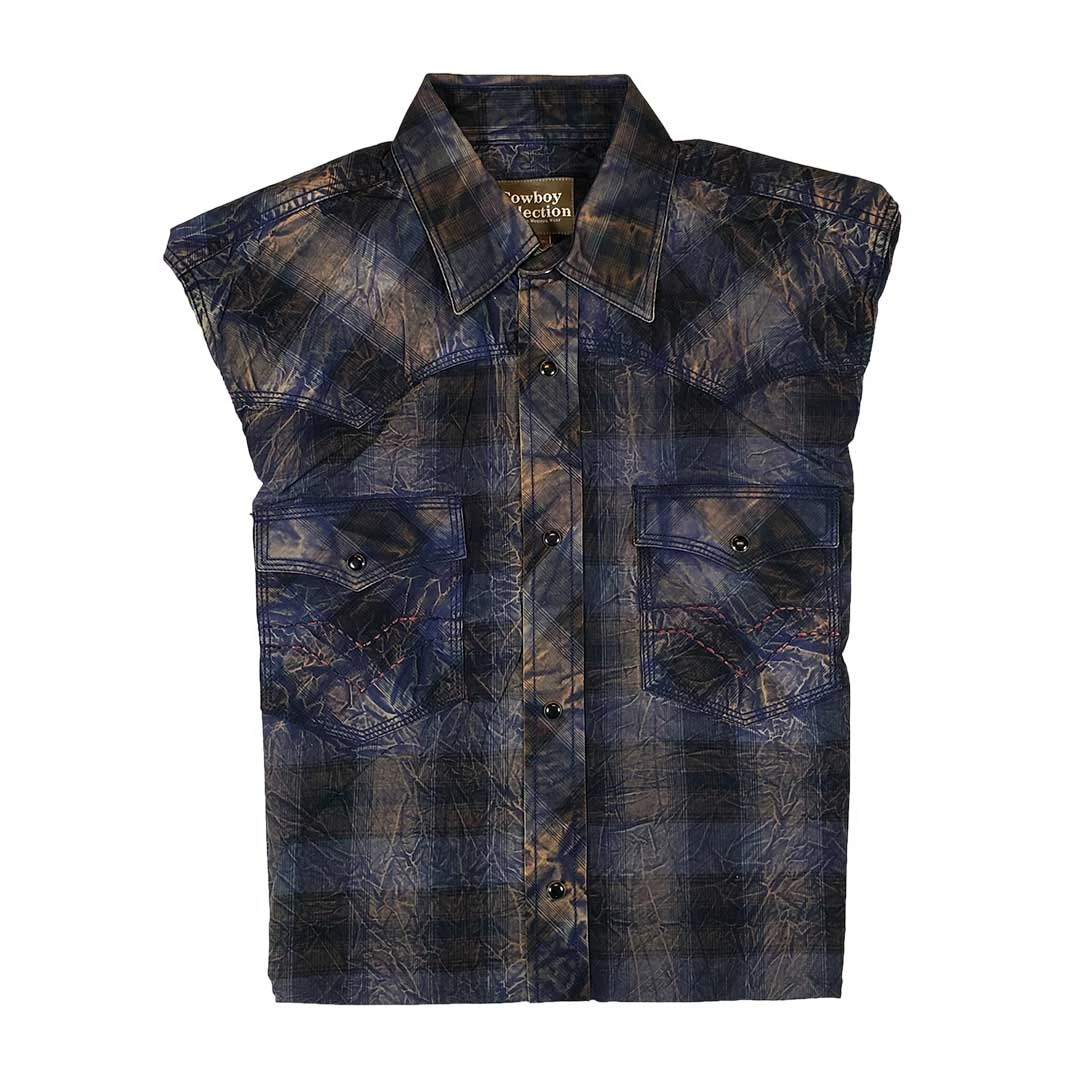 Cowboy Collection Men's Crinkle Wash Check Plaid Shirt