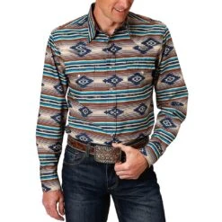 Roper Men's Aztec Print Snap Shirt