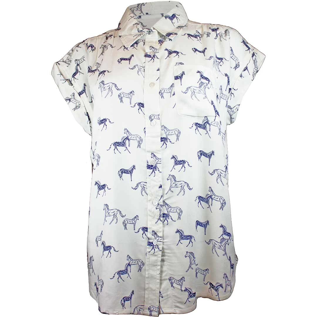 Cotton & Rye Outfitters Women's Horse Print Button-Down Shirt