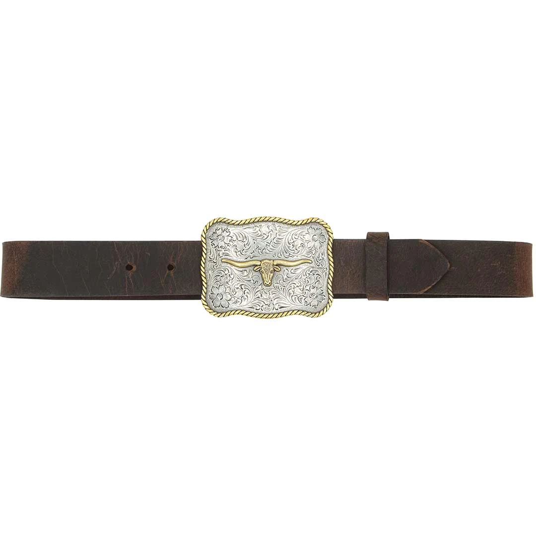 AndWest Kids’ Scalloped Longhorn Buckle Belt - Image 2