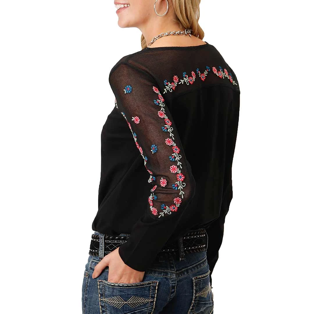 Roper Women's Mesh Embroidered Yoke Blouse - Image 2