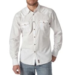 Wrangler Men's Retro Solid Dobby Snap Shirt