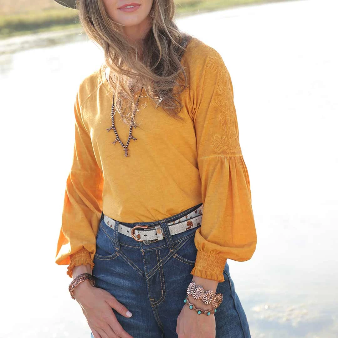 Cruel Denim Women's Raglan Embroidered Sleeve Blouse - Image 4