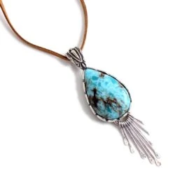 Wyo-Horse Turquoise Drop Suede Cord Necklace