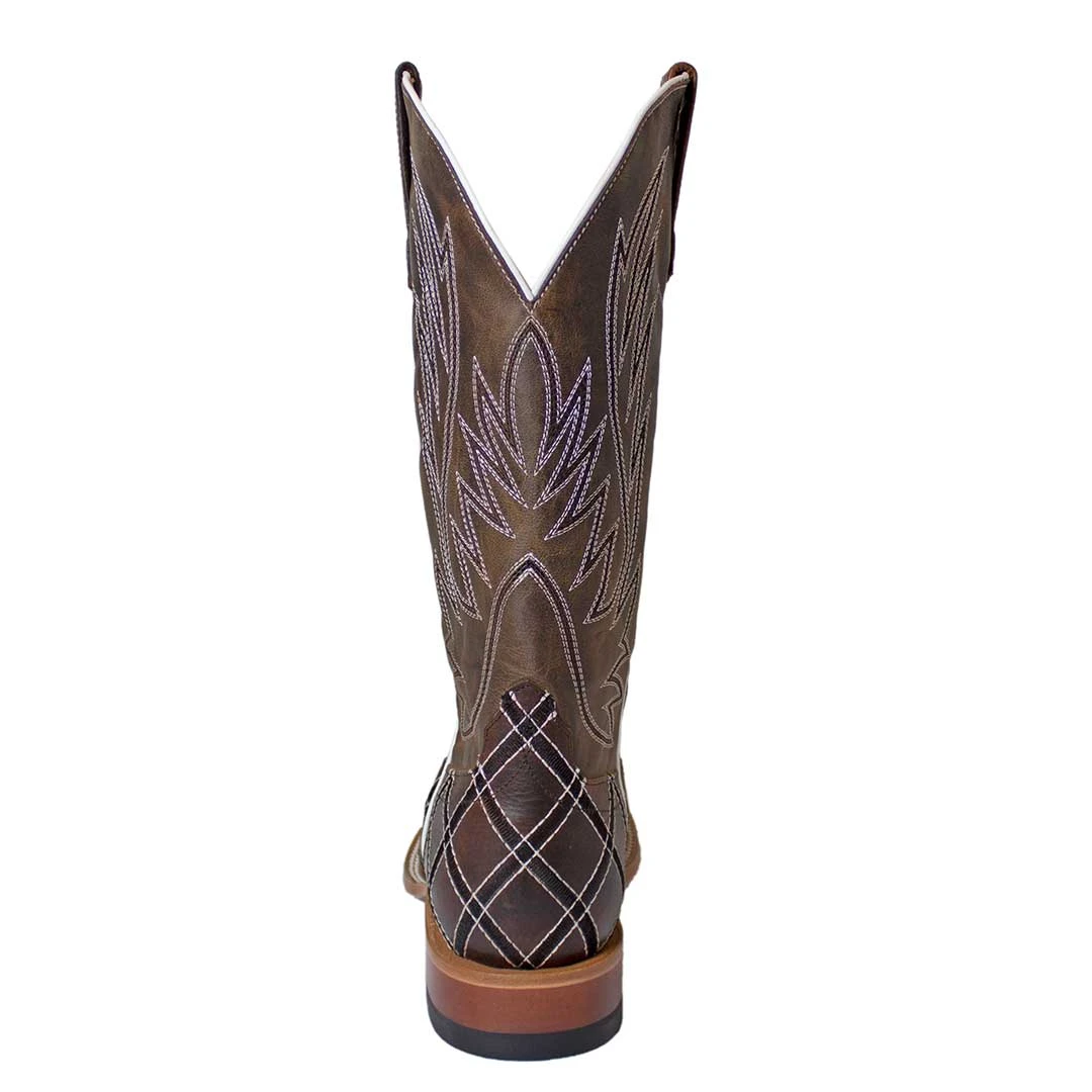 HorsePower Men's Checkered Square Toe Cowboy Boots - Image 5