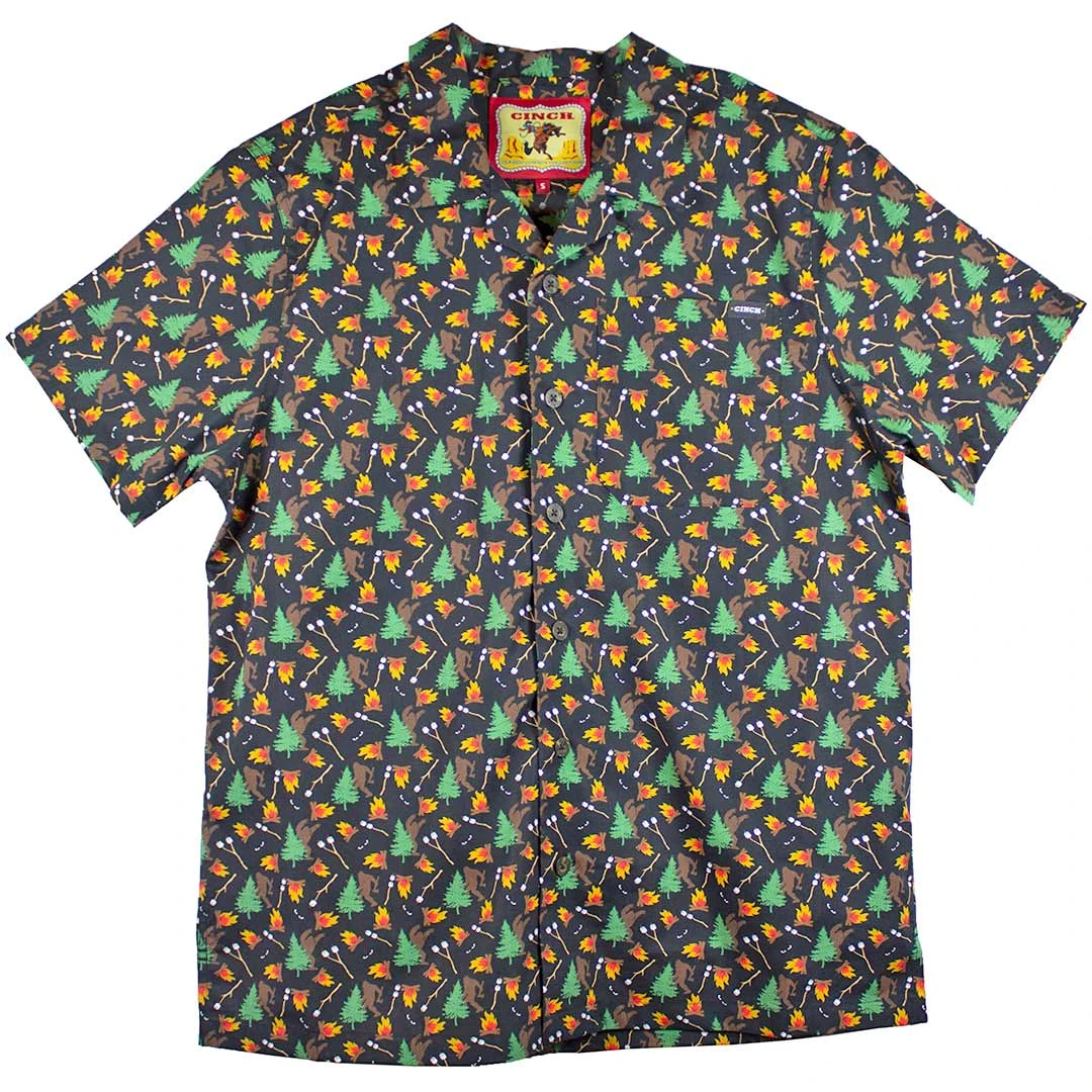 Cinch Men's Bigfoot Print Short Sleeve Camp Shirt